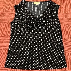 Michael Kors large Black and White Polka Dot sleeveless Blouse